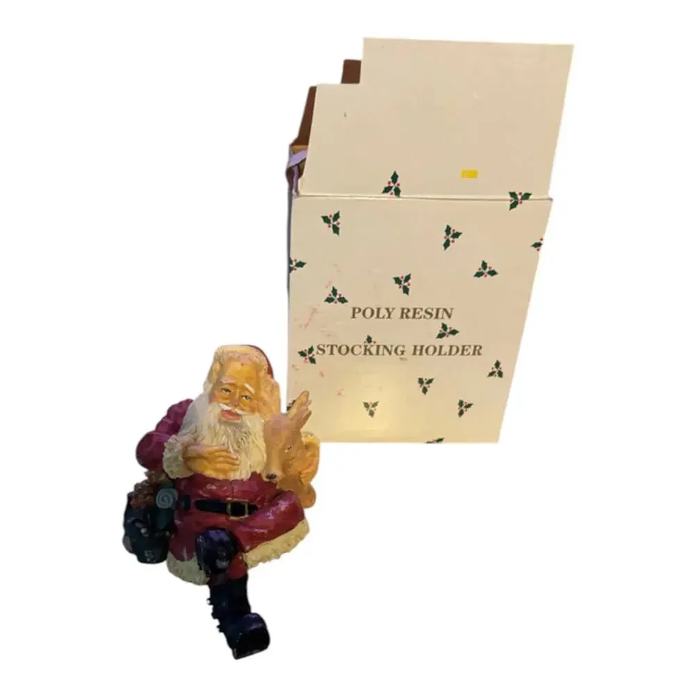 Vintage Santa Claus Figurine Stocking Hanger